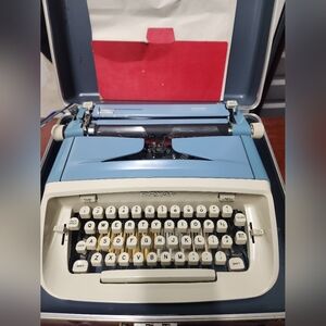 Vintage Blue Typewriter with Case
